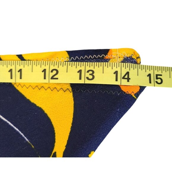 Vintage Floral Long Kaftan Dress Handmade Navy Yellow Green Abstract Print - Picture 16 of 16